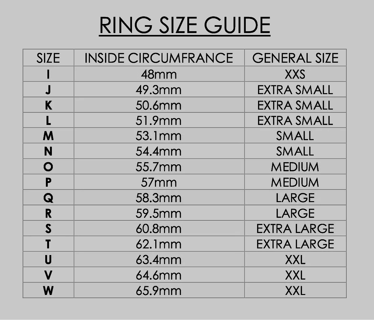 Size Guide – Nzuri Jewellery